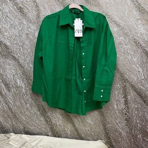 Zara green Cotten women shirt